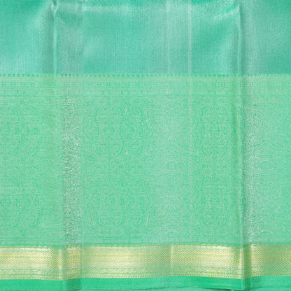 Green Kanchipuram Silk Saree With Medium Border Handwoven Pure Silk For Festive Wear PV NYC 1236 - Silk Sari - Panjavarnam PV NYC 1236