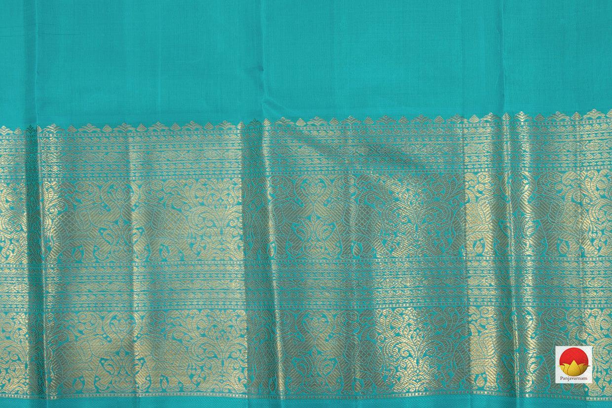 Green Kanchipuram Silk Saree With Morning Evening Border Handwoven Pure Silk Pure Zari For Wedding Wear PV NYC 779 - Silk Sari - Panjavarnam PV NYC 779