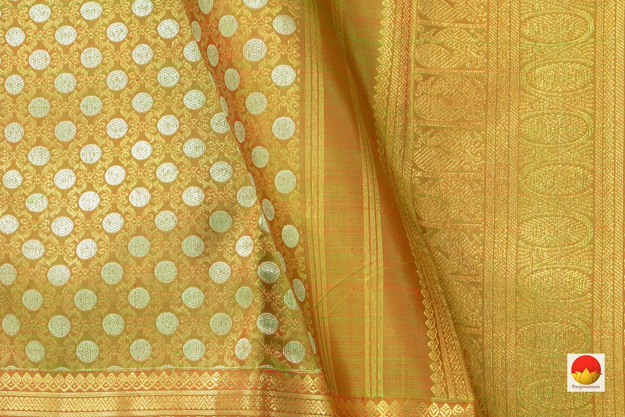 Green Kanchipuram Silk Saree With Silver Zari And Medium Border Handwoven Pure Silk For Wedding Wear PV NYC 1065 - Silk Sari - Panjavarnam