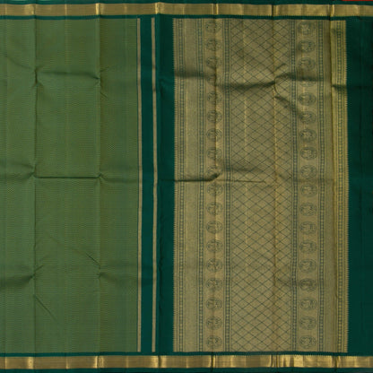 Green Kanchipuram Silk Saree With Small Border Handwoven Pure Silk For Festive Wear PV NYC 1164 - Silk Sari - Panjavarnam PV NYC 1164