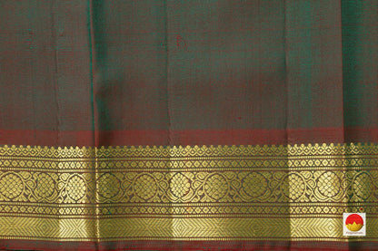 Green Light Weight Kanchipuram Silk Saree With Peacock Motifs Handwoven Pure Silk Pure Zari For Festive Wear PV ABI 1237 - Silk Sari - Panjavarnam