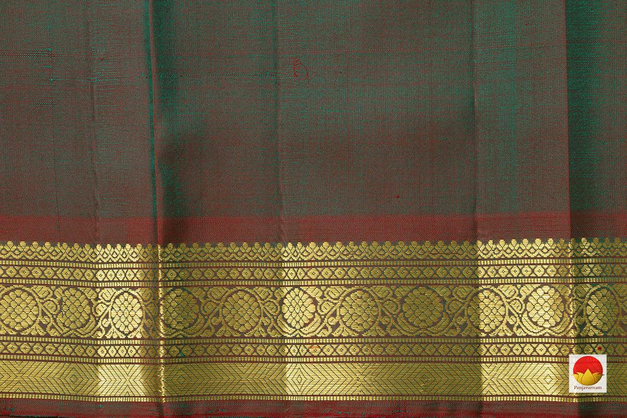 Green Light Weight Kanchipuram Silk Saree With Peacock Motifs Handwoven Pure Silk Pure Zari For Festive Wear PV ABI 1237 - Silk Sari - Panjavarnam PV ABI 1237