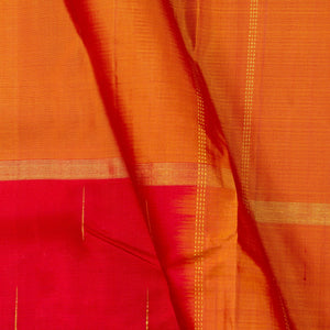 Green Mustard And Red Mubbagam Kanjivaram Silk Saree For Festive Wear PV NYC 1424 - Silk Sari - Panjavarnam PV NYC 1424