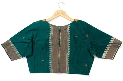 Green Silk Cotton Readymade Blouse PV BL 137 - Blouse - Panjavarnam PV BL 137