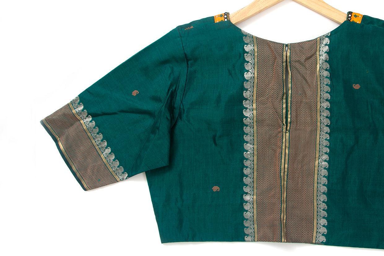 Green Silk Cotton Readymade Blouse PV BL 137 - Blouse - Panjavarnam PV BL 137