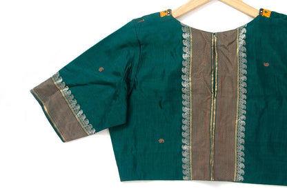 Green Silk Cotton Readymade Blouse PV BL 137 - Blouse - Panjavarnam PV BL 137