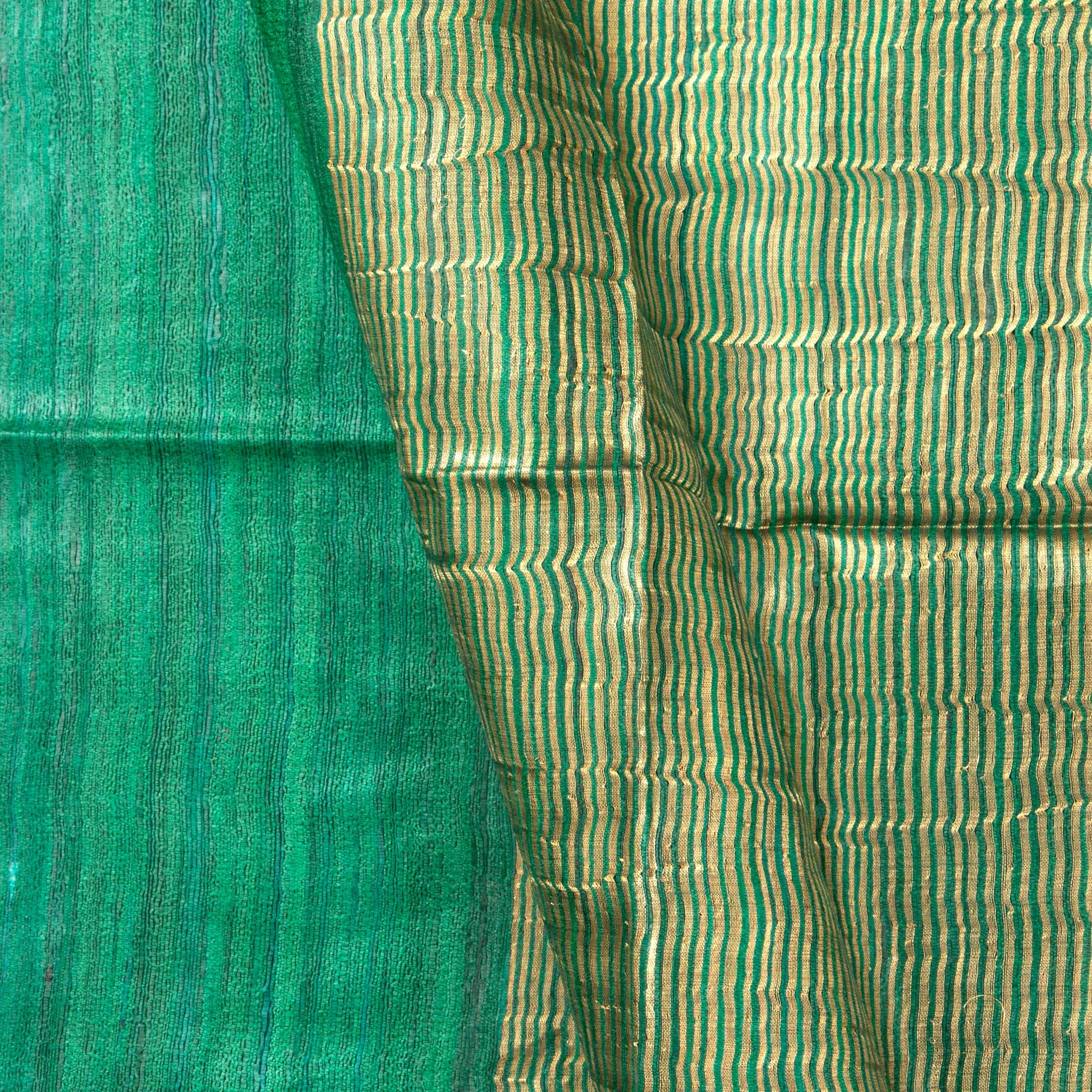 Green Tussar Silk Saree Handwoven PT 2080 - Tussar Silk - Panjavarnam PT 2080