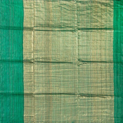 Green Tussar Silk Saree Handwoven PT 2080 - Tussar Silk - Panjavarnam PT 2080