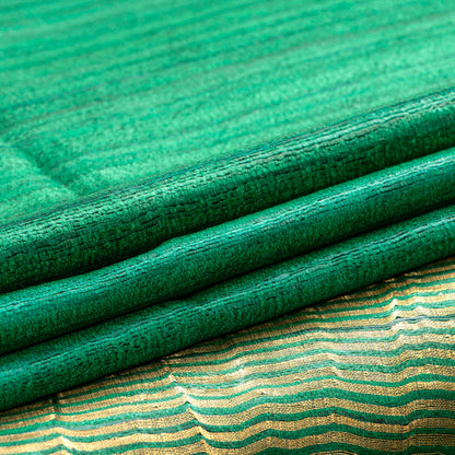 Green Tussar Silk Saree Handwoven PT 2080 - Tussar Silk - Panjavarnam PT 2080