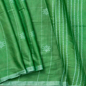 Green Tussar Silk Saree Handwoven PT 2083 - Tussar Silk - Panjavarnam PT 2083