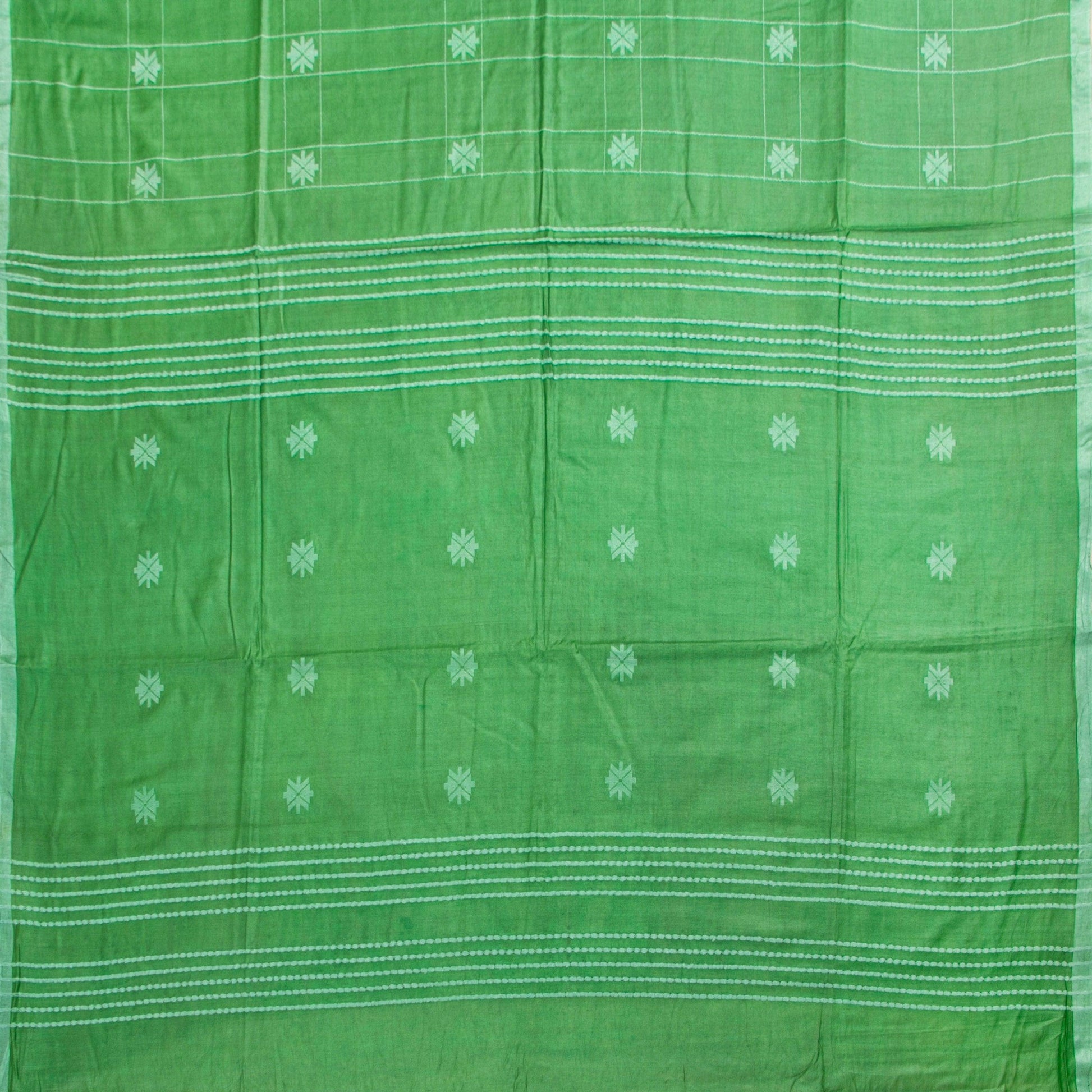 Green Tussar Silk Saree Handwoven PT 2083 - Tussar Silk - Panjavarnam PT 2083