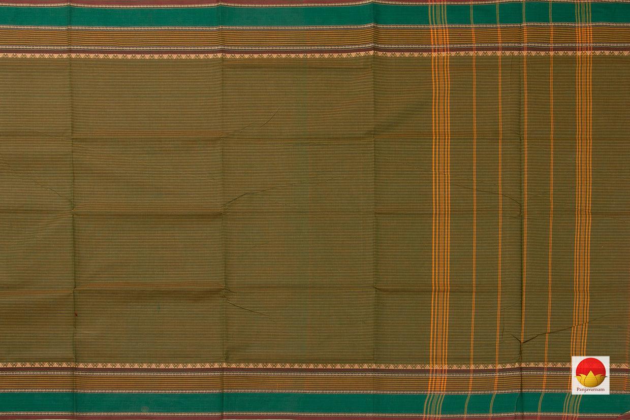 Green With Maroon Stripes Chettinad Cotton Saree For Casual Wear PV SK CC 125 - Cotton Saree - Panjavarnam PV SK CC 125