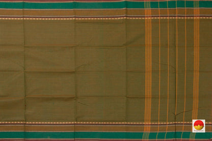 Green With Maroon Stripes Chettinad Cotton Saree For Casual Wear PV SK CC 125 - Cotton Saree - Panjavarnam PV SK CC 125