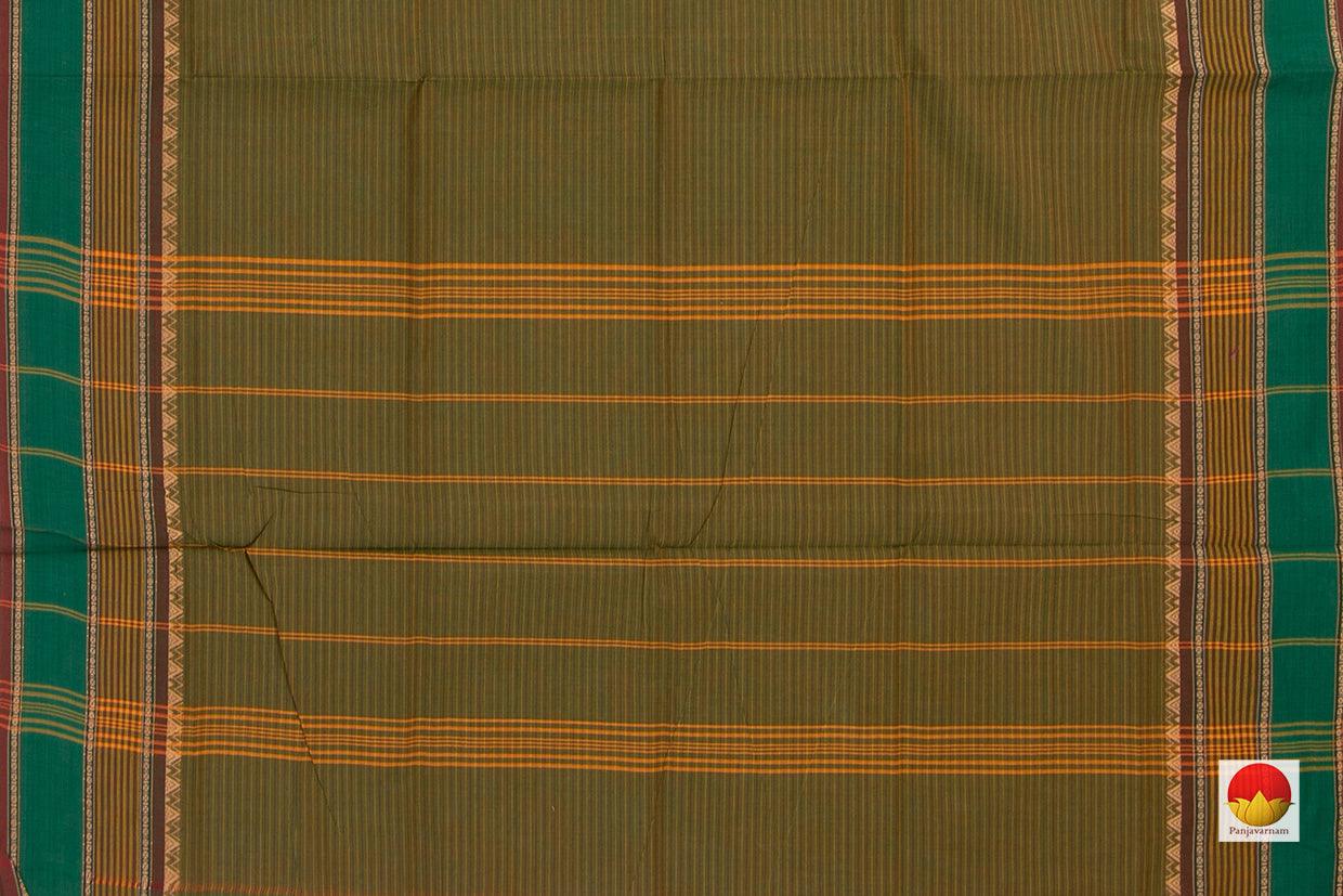 Green With Maroon Stripes Chettinad Cotton Saree For Casual Wear PV SK CC 125 - Cotton Saree - Panjavarnam PV SK CC 125