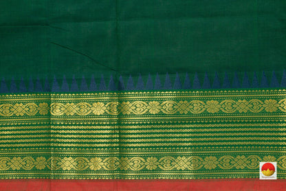 Green Zari Border Chettinad Cotton Saree For Casual Wear PV CC 148 - Cotton Saree - Panjavarnam