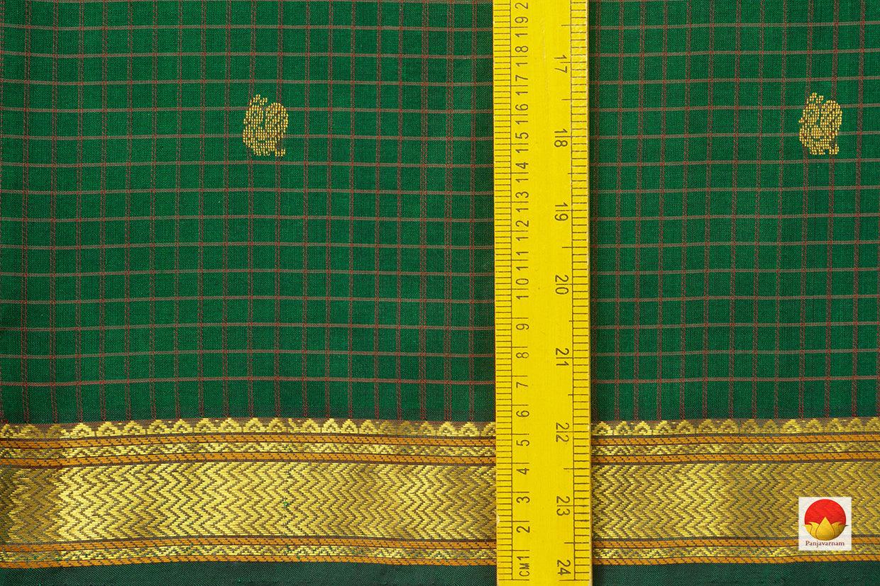 Green Zari Butta Kanchi Silk Cotton Saree With Gold Zari And Silk Thread Work Handwoven For Festive Wear PV KSC 1206 - Silk Cotton - Panjavarnam