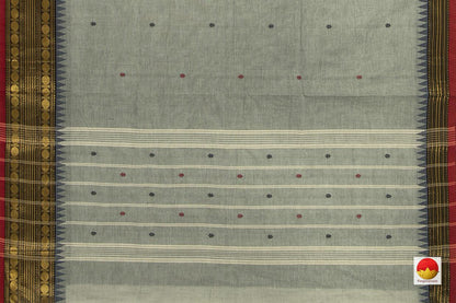 Grey And Black Chettinad Cotton Saree For Casual Wear PV CC 155 - Cotton Saree - Panjavarnam