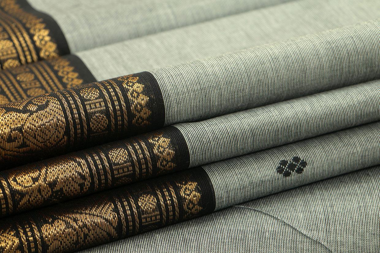 Grey And Black Kanchi Cotton Saree With Zari Border For Office Wear PV NYC KC 1080 - Cotton Saree - Panjavarnam PV NYC KC 1080