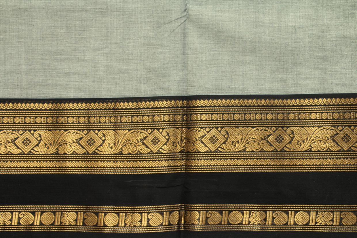 Grey And Black Kanchi Cotton Saree With Zari Border For Office Wear PV NYC KC 1080 - Cotton Saree - Panjavarnam PV NYC KC 1080