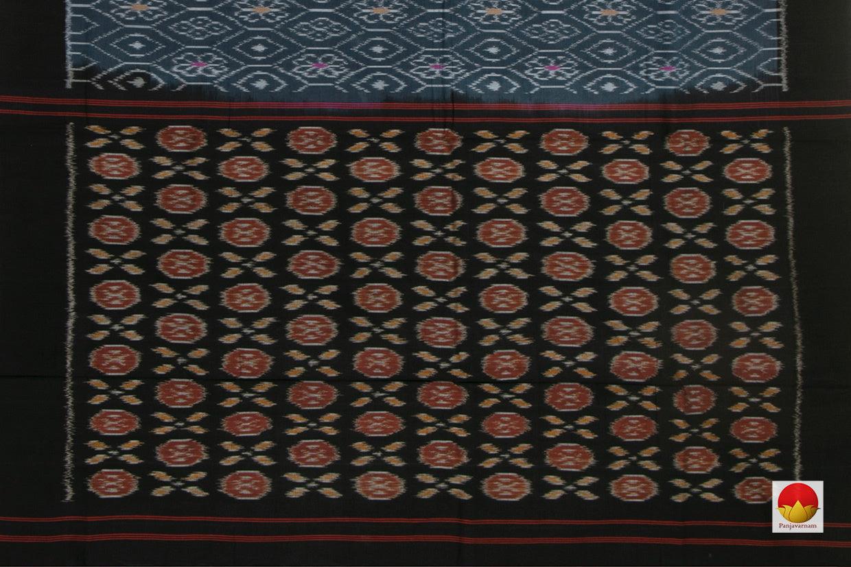 Grey And Black Pochampally Ikkat Cotton Saree Handwoven SC 159 - Cotton Saree - Panjavarnam