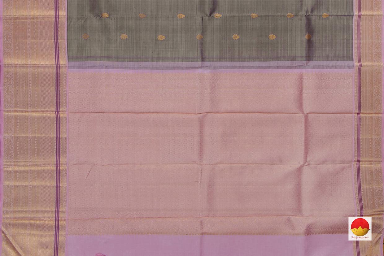 Grey and Pastel Pink Kanchipuram Silk Saree With Medium Border Handwoven Pure Silk For Festive Wear PV NYC 1042 - Silk Sari - Panjavarnam
