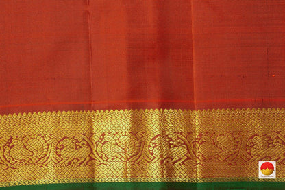 Grey And Rust Kanchipuram Silk Saree With Medium Border Handwoven Pure Silk For Festive Wear PV J 220 - Silk Sari - Panjavarnam