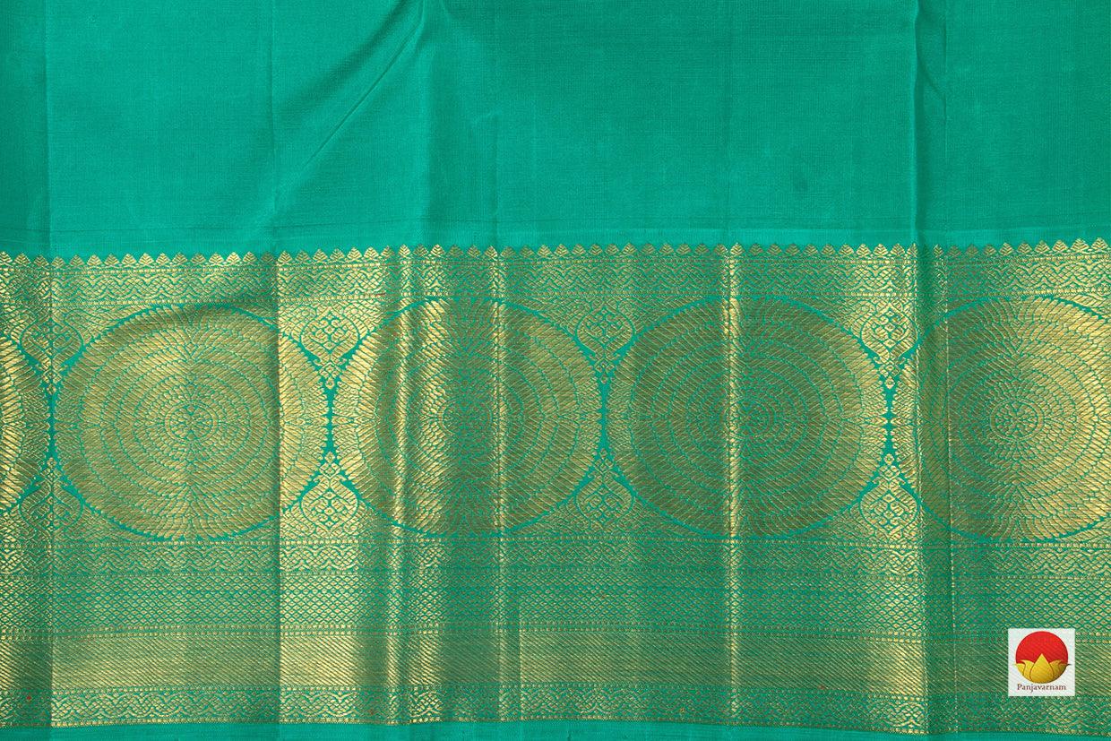 Grey And Sea Green Kanchipuram Silk Saree Handwoven Pure Silk Pure Zari For Wedding Wear PV NYC 736 - Silk Sari - Panjavarnam PV NYC 736