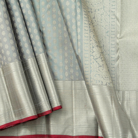 Grey Kanchipuram Silk Saree For Bridal Wear PV NYC 1313 - Silk Sari - Panjavarnam PV NYC 1313