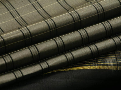 Grey Kanchipuram Silk Saree Handwoven Pure Silk For Office Wear PV KNN 119 - Silk Sari - Panjavarnam