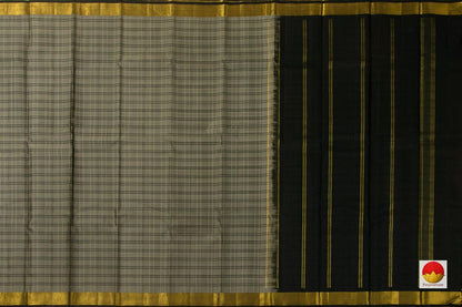 Grey Kanchipuram Silk Saree Handwoven Pure Silk For Office Wear PV KNN 119 - Silk Sari - Panjavarnam PV KNN 119