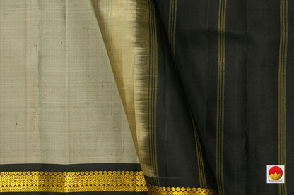 Grey Kanchipuram Silk Saree Handwoven Pure Silk Light Weight With Medium Border Office Wear PV KNN 162 - Silk Sari - Panjavarnam PV KNN 162