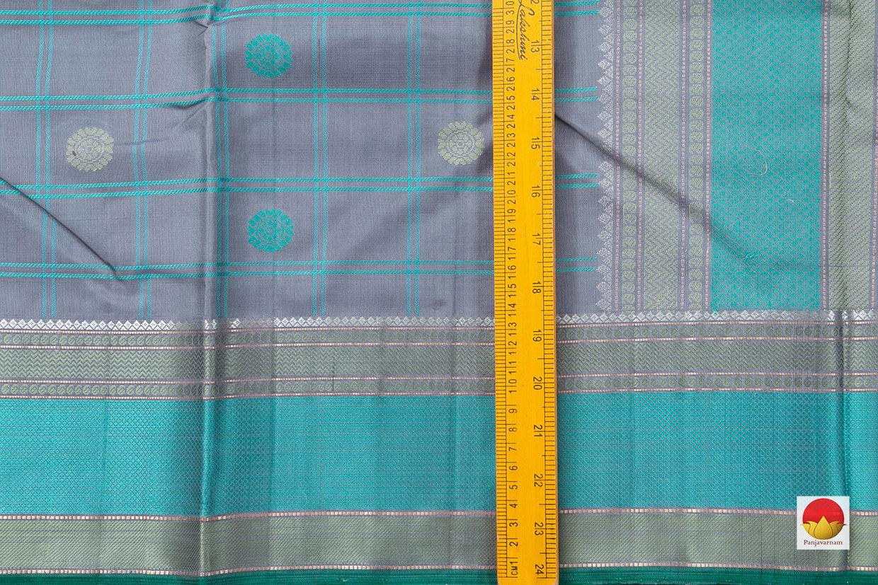 Grey Kanchipuram Silk Saree Handwoven Pure Silk No Zari For Office Wear PV RM NZ 443 - Silk Sari - Panjavarnam