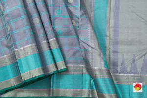 Grey Kanchipuram Silk Saree Handwoven Pure Silk No Zari For Office Wear PV RM NZ 443 - Silk Sari - Panjavarnam PV RM NZ 443