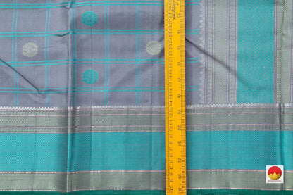 Grey Kanchipuram Silk Saree Handwoven Pure Silk No Zari For Office Wear PV RM NZ 443 - Silk Sari - Panjavarnam PV RM NZ 443