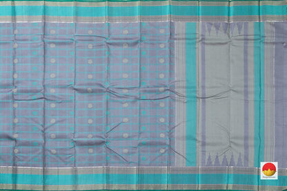 Grey Kanchipuram Silk Saree Handwoven Pure Silk No Zari For Office Wear PV RM NZ 443 - Silk Sari - Panjavarnam PV RM NZ 443