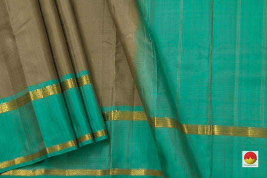 Grey Kanchipuram Silk Saree Handwoven Pure Silk Pure Zari For Festive Wear PV KNN 110 - Silk Sari - Panjavarnam