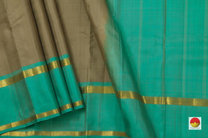 Grey Kanchipuram Silk Saree Handwoven Pure Silk Pure Zari For Festive Wear PV KNN 110 - Silk Sari - Panjavarnam PV KNN 110