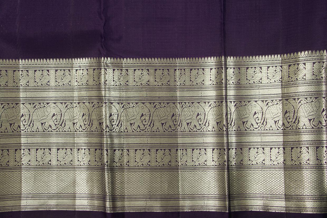 Grey Kanchipuram Silk Saree With Morning Evening Border Handwoven Pure Silk For Festive Wear PV NYC 996 - Silk Sari - Panjavarnam PV NYC 996