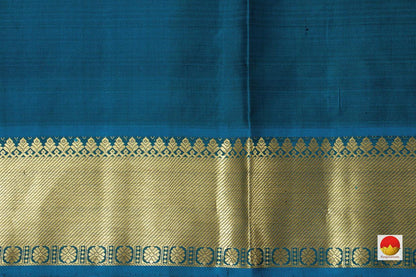 Grey Kanchipuram Silk Saree With Paisley Motifs And Blue Border Handwoven Pure Silk Pure Zari For Festive Wear PV SA 2037 - Silk Sari - Panjavarnam