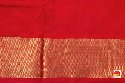 Grey Pochampally Silk Saree With Red Zari Border Handwoven Ikkat Pure Silk For Office Wear PIK 341 - Pochampally Silk - Panjavarnam