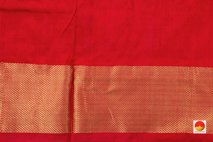 Grey Pochampally Silk Saree With Red Zari Border Handwoven Ikkat Pure Silk For Office Wear PIK 341 - Pochampally Silk - Panjavarnam PIK 341