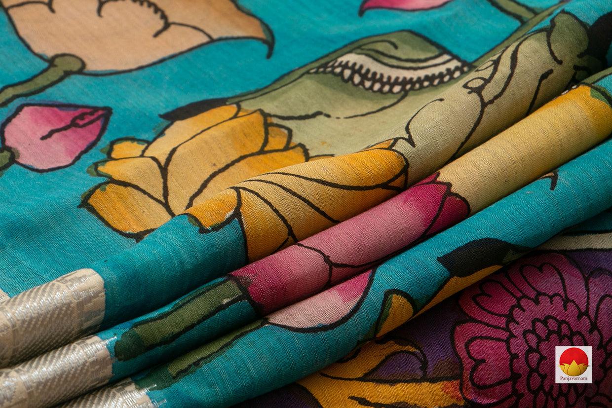 Handpainted Kalamkari - Mangalgiri Silk Saree - Organic Dyes - PKMS 45 - Kalamkari Silk - Panjavarnam PKMS 45