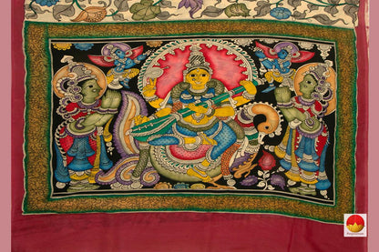 Handpainted Kalamkari Saree - Organic Dyes - PKM 556 - Kalamkari Silk - Panjavarnam
