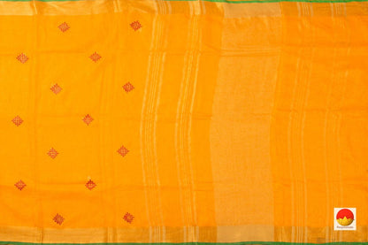 Handwoven Embroidered Linen Saree - PL 2007 - Linen Sari - Panjavarnam PL 2007