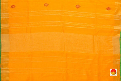 Handwoven Embroidered Linen Saree - PL 2007 - Linen Sari - Panjavarnam PL 2007