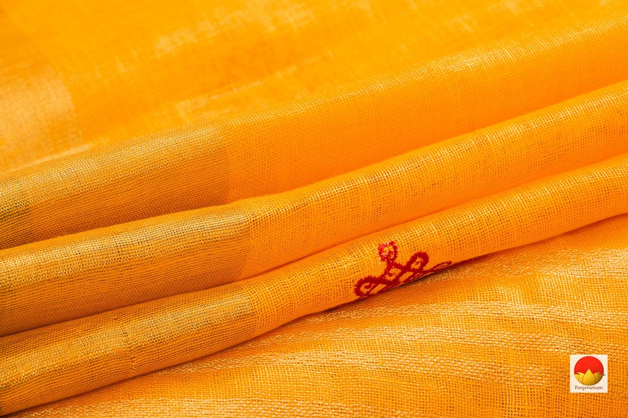 Handwoven Embroidered Linen Saree - PL 2007 - Linen Sari - Panjavarnam PL 2007