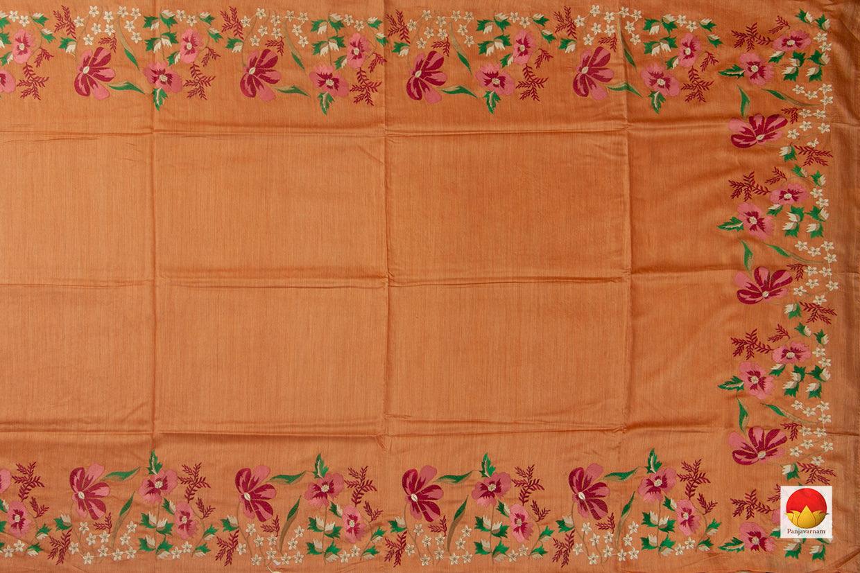 Handwoven Tussar Silk Saree -Embroidered - PT 758 - Tussar Silk - Panjavarnam