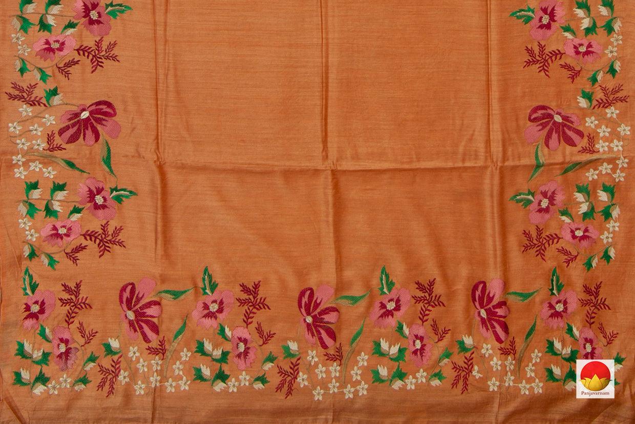 Handwoven Tussar Silk Saree -Embroidered - PT 758 - Tussar Silk - Panjavarnam