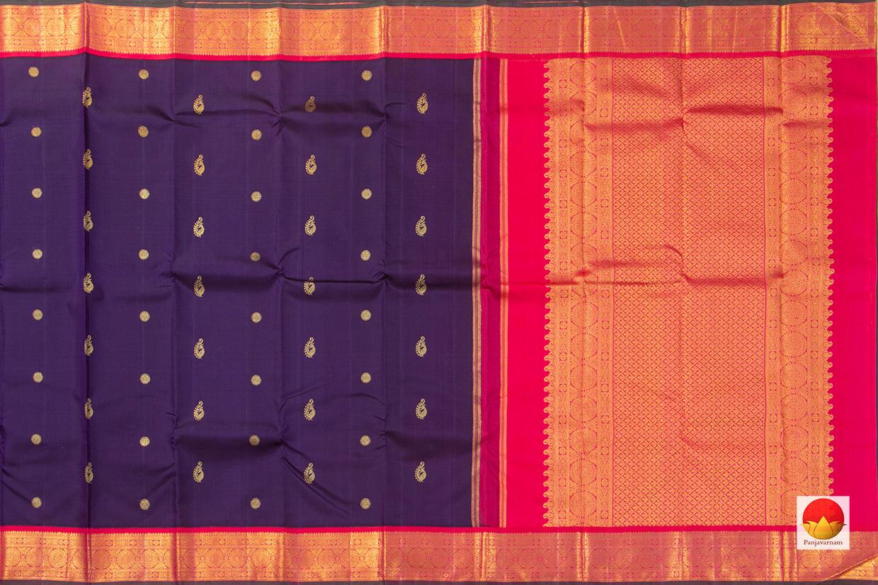 Jamun Violet and Pink Kanchipuram Silk Saree With Medium Border Handwoven Pure Silk For Festive Wear PV J 221 A - Silk Sari - Panjavarnam