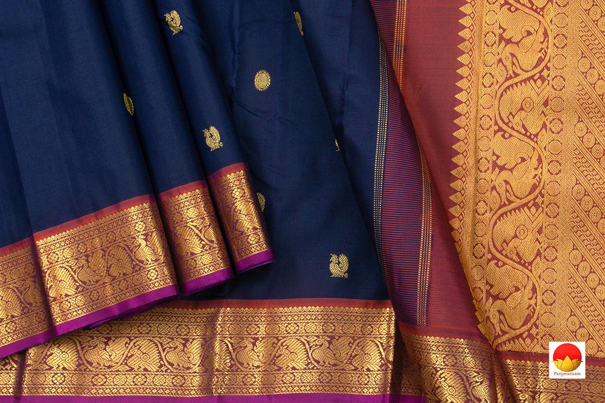 Kanchipuram Silk Saree - Handwoven Pure Silk - Pure Zari - PV J 562 - Silk Sari - Panjavarnam
